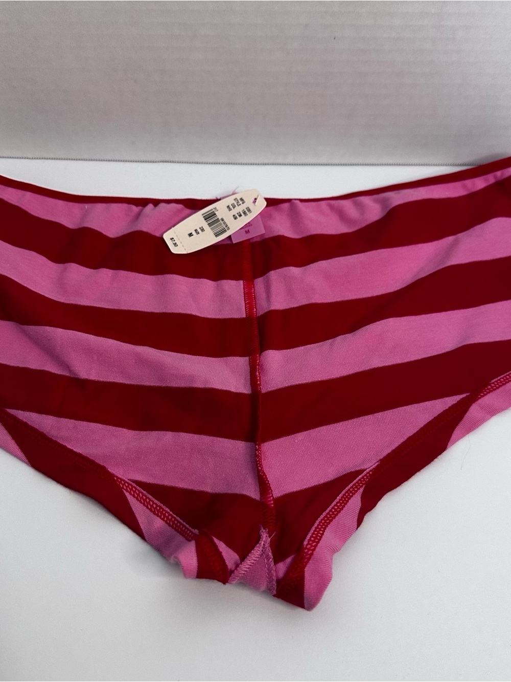 Y2K Victoria’s Secret PINK BoyShorts NWT Size M Red Pink Striped Rare - Picture 9 of 12